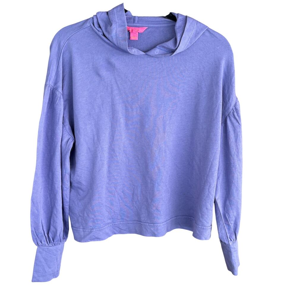 Lilly Pulitzer Crop Terry Hoodie S NWOT Sweatshirt Top Purple Coastal Prep